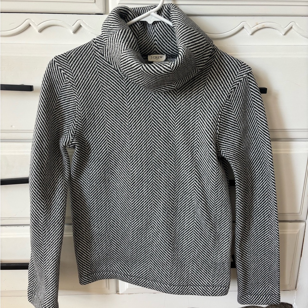 J. Crew Black and White Cowl Neck Sweater